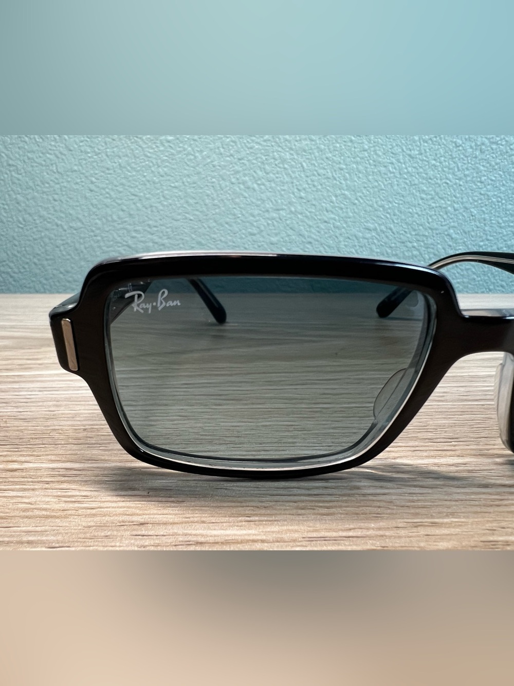 Ray-Ban Black Frame Sunglasses with Blue Gradient Lenses - Picture 5 of 9